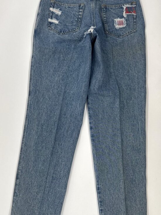 Vintage IOU  Patchwork Jeans Mens 31 Denim Distressed Stone Washed Tapered 31x32 - Picture 4 of 16
